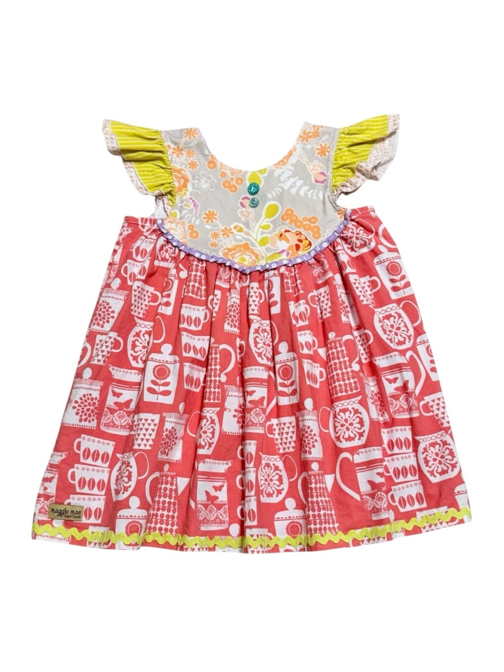 Maggie Mae Creations Handmade Teacup Tunic Top Girls Size 6 Vintage Tea Party